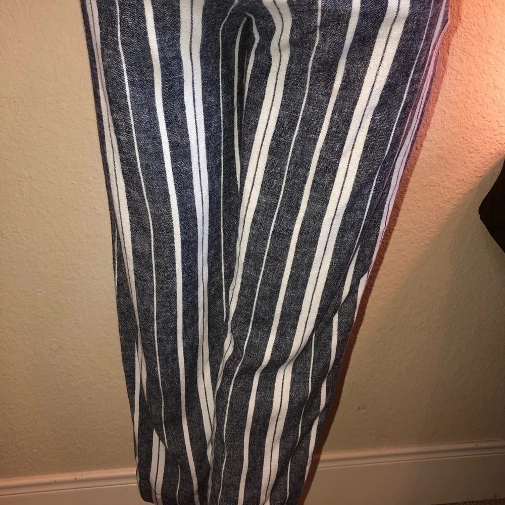 Banana Republic Avery Striped Linen Blue & White Striped Pants Size 2